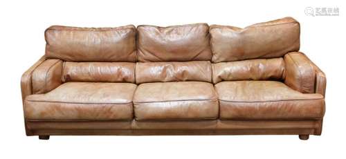 Italian Natuzzi brown leather sofa