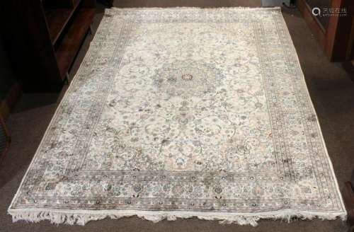 Chinese part silk carpet, centered with large