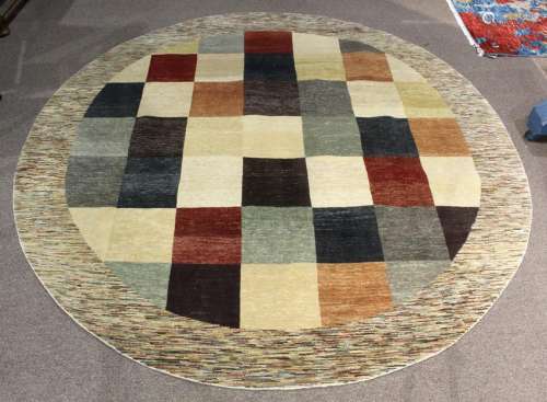 Modern circular Uzbek Gabbeh handmade carpet