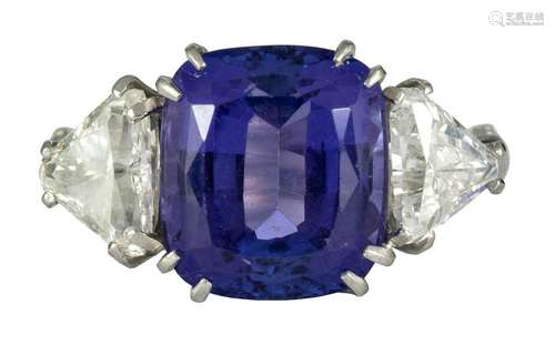 Tanzanite, diamond, 14k white gold ring