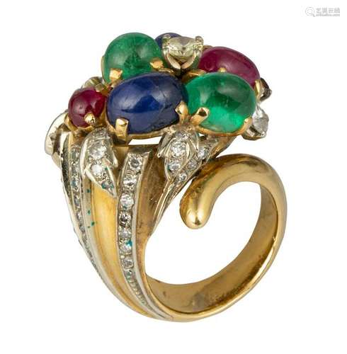 Enrico Serafini multi-stone, diamond and 18k yellow