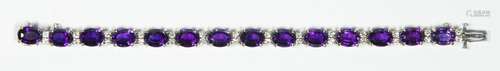 Amethyst, diamond and white gold bracelet