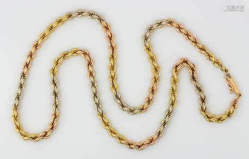 14k tri-color gold rope chain