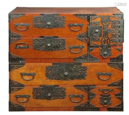 Japanese Two-part Tansu Chests