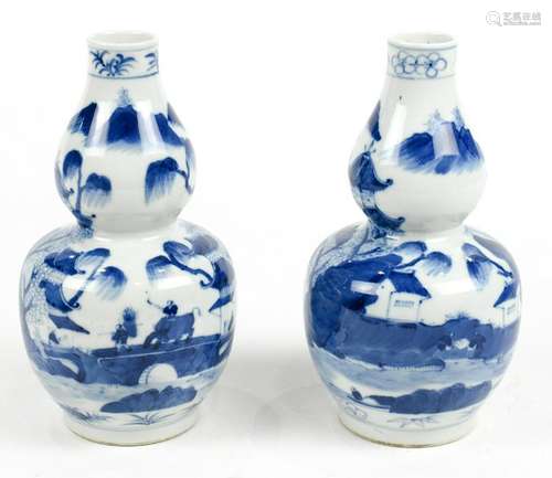 Chinese Blue-and-White Double Gourd Vases