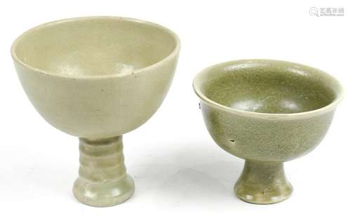 Two Vietnamese Celadon Stem Cups