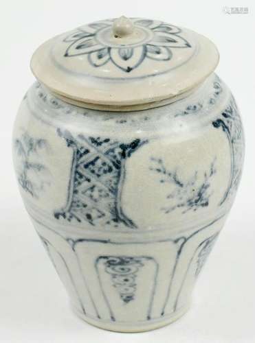 Vietnamese Blue-and-White Porcelain Jar, Flowers