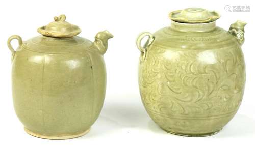 Vietnamese Celadon Lidded Ewers