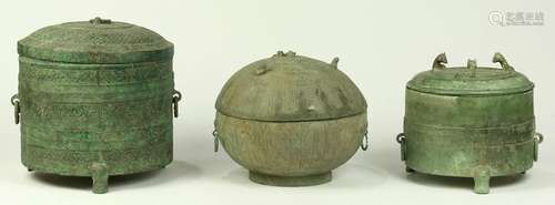 Three Dongson Bronze Covered Vessels