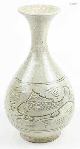 Vietnamese Gray Glazed Yuhuchun Bottle Vase