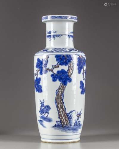 A Chinese brown enamelled rouleau vase