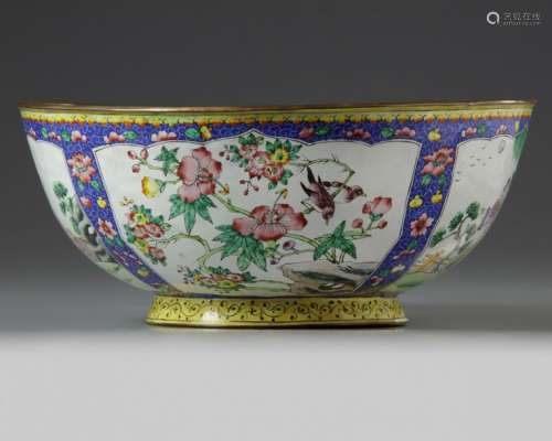 A Chinese canton enamelled famille rose bowl