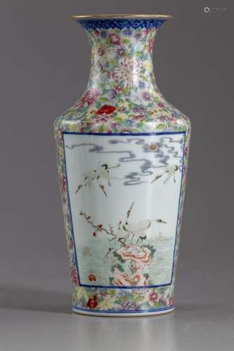 A famille rose 'millefleurs' vase