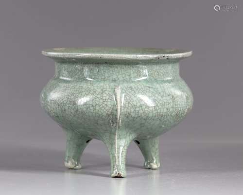 A large Chinese celadon tripod censer