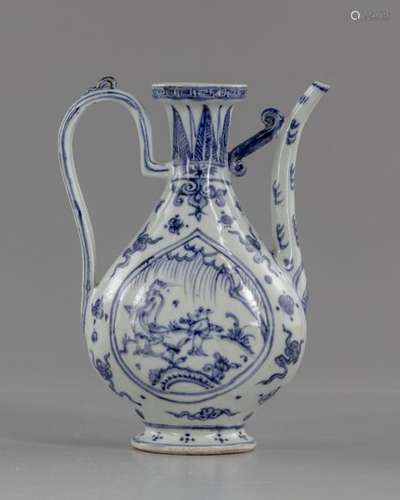 A Chinese blue and white ewer