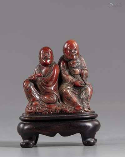 A Chinese soapstone Louhans carving