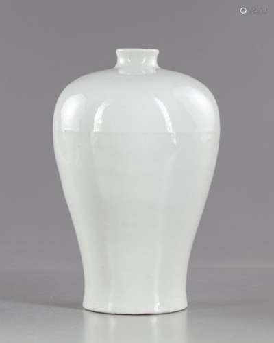 A Chinese white glazed meiping vase