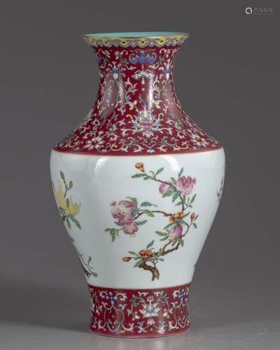 A Chinese famille rose vase