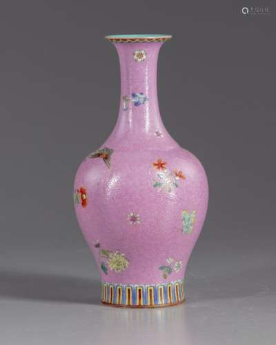 A Chinese famille rose butterflies vase