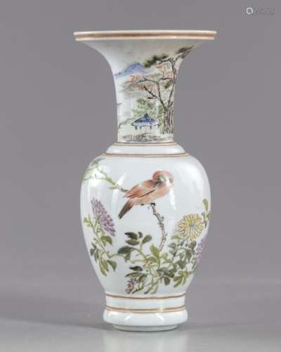A Chinese yen yen birds vase
