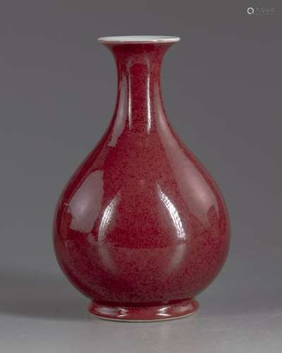 A Chinese copper red glazed pear shaped vase