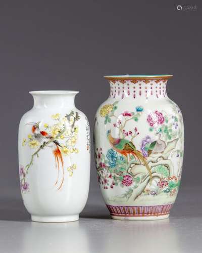 Two Chinese famille roses vases