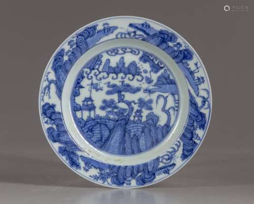 A Chinese blue and white dish