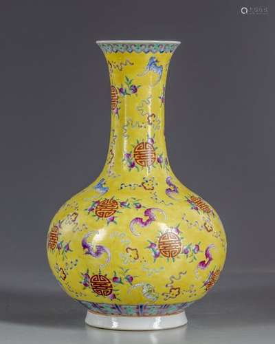 A Chinese famille rose bottle vase