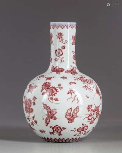 A Chinese butterflies bottle vase