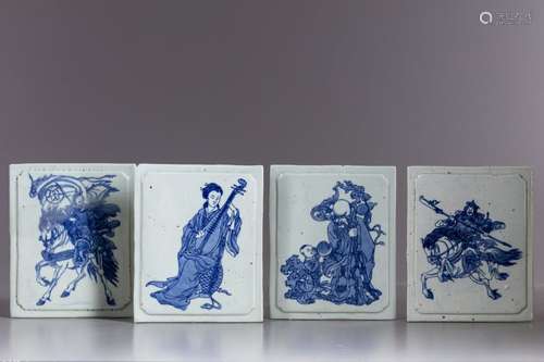 Four Chinese blue and white plaques