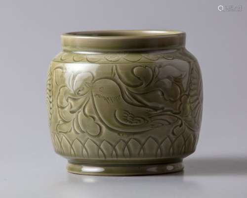 A Chinese celadon glazed jar