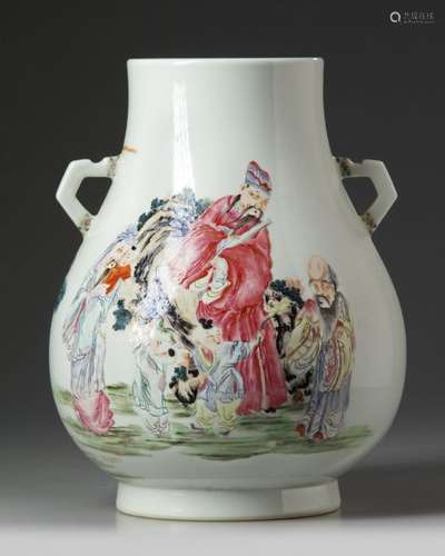 A Chinese famille rose vase