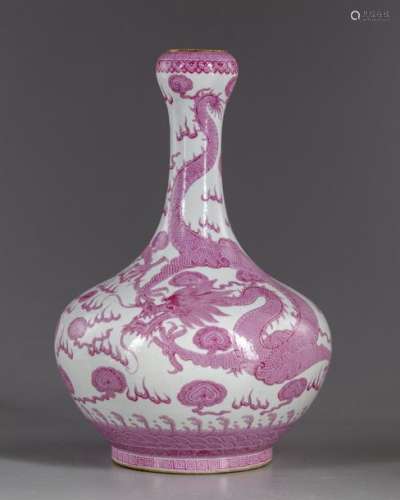 A Chinese garlic head bottle vase