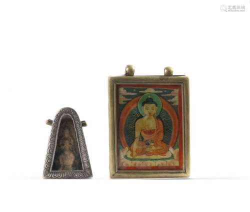 Two Mongolian amulet boxes, Gau