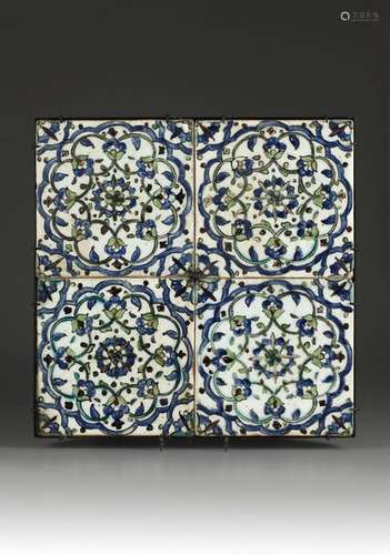 Four Iznik Syrian tiles