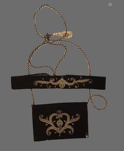 An Ottoman embroidered wallet and belt