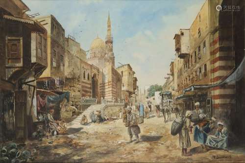 A painting depicting a busy city in a North Africa…