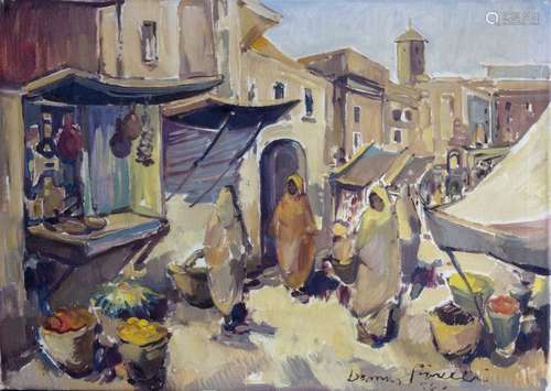 A painting depicting women in the souq