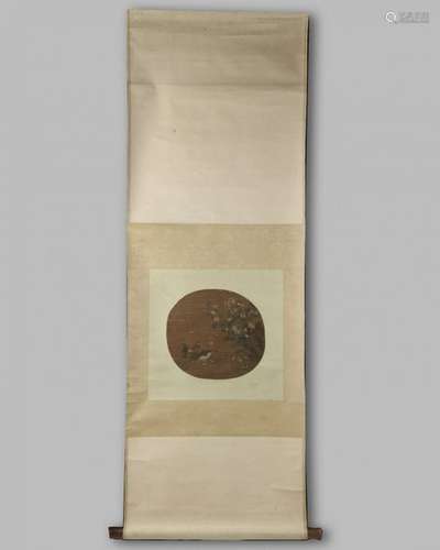 A Chinese 'cockerels' hanging scroll