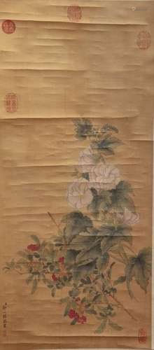 A Chinese handscroll depicting flowers