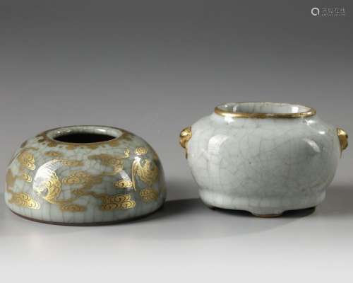 Two Chinese crackle glazed waterpots