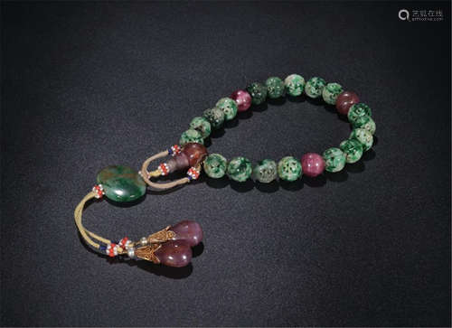 CHINESE JADEITE BEAD BUDDHIST BRACELET