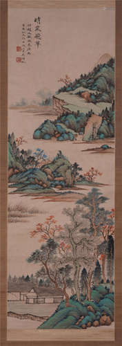 CHINESE SCROLL PAINTING OF MOUNTAIN VIEWS