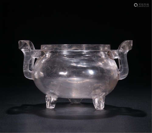 CHINESE ROCK CRYSTAL HANDLED TRIPLE FEET CENSER