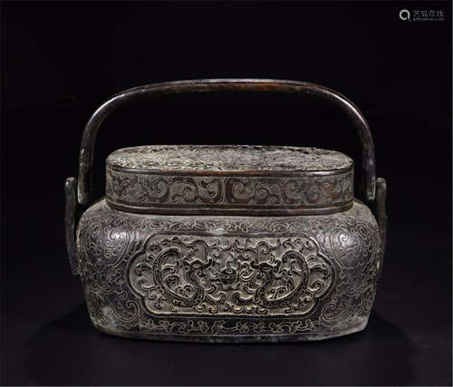 CHINESE BRONZE HANDLED HAND WARMER