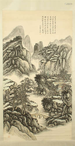 CHINESE SCROLL PAINTING OF MOUNTAIN VIEWS