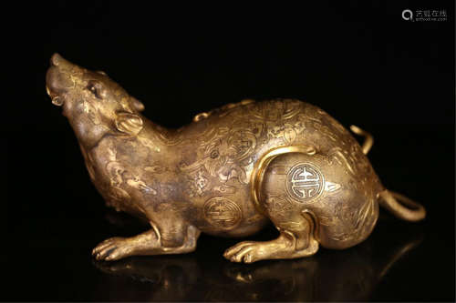 CHINESE GILT BRONZE MOUSE TABLE ITEM