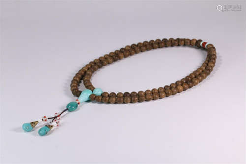 CHINESE AGALWOOD BEAD NECKLACE