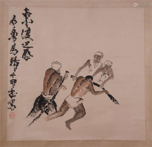 CHINESE SCROLL PAINTING OF MEN FIGURES