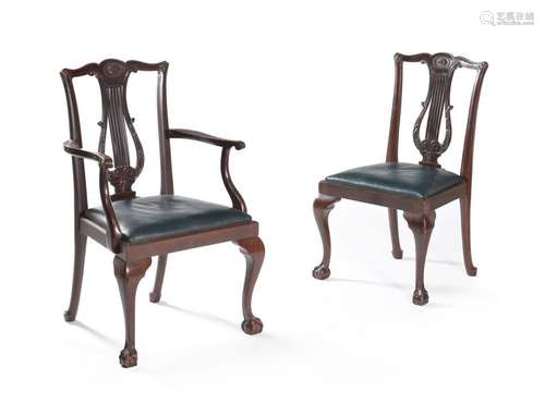 A set of ten mahogany dining chairs, in George III…